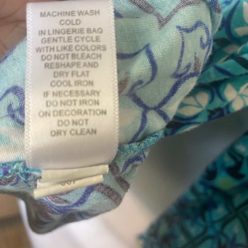Cable & Gauge Womens XL Teal Blue Geometric Tile Print Embellished V-Neck Tunic - Picture 3 of 5